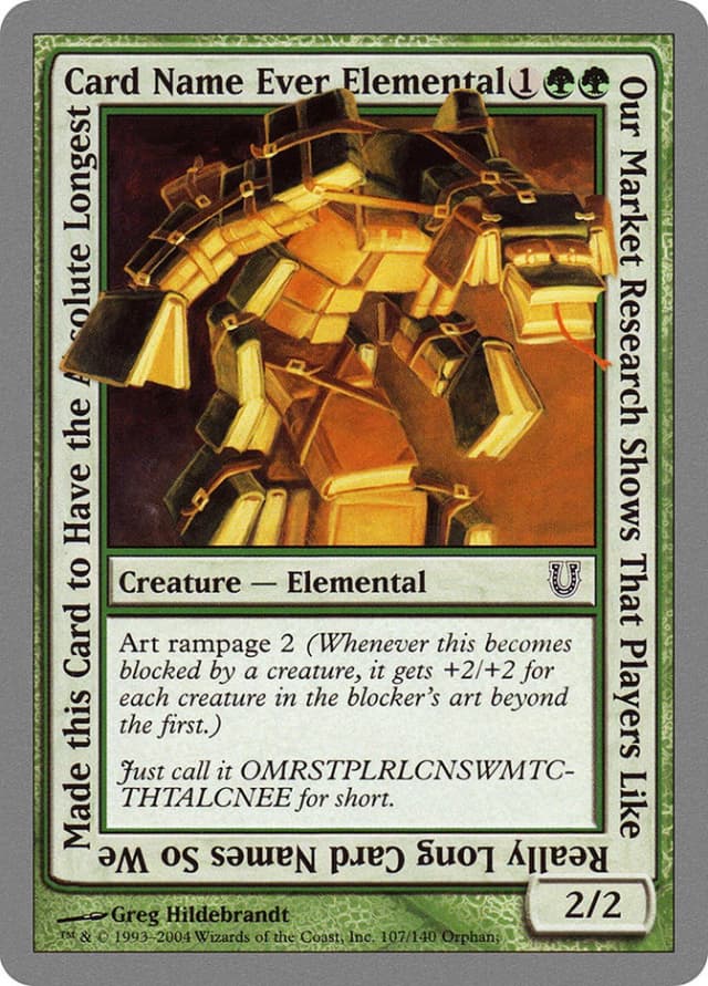 Our Market Research Shows That Players Like Really Long Card Names So We Made this Card to Have the Absolute Longest Card Name Ever Elemental image